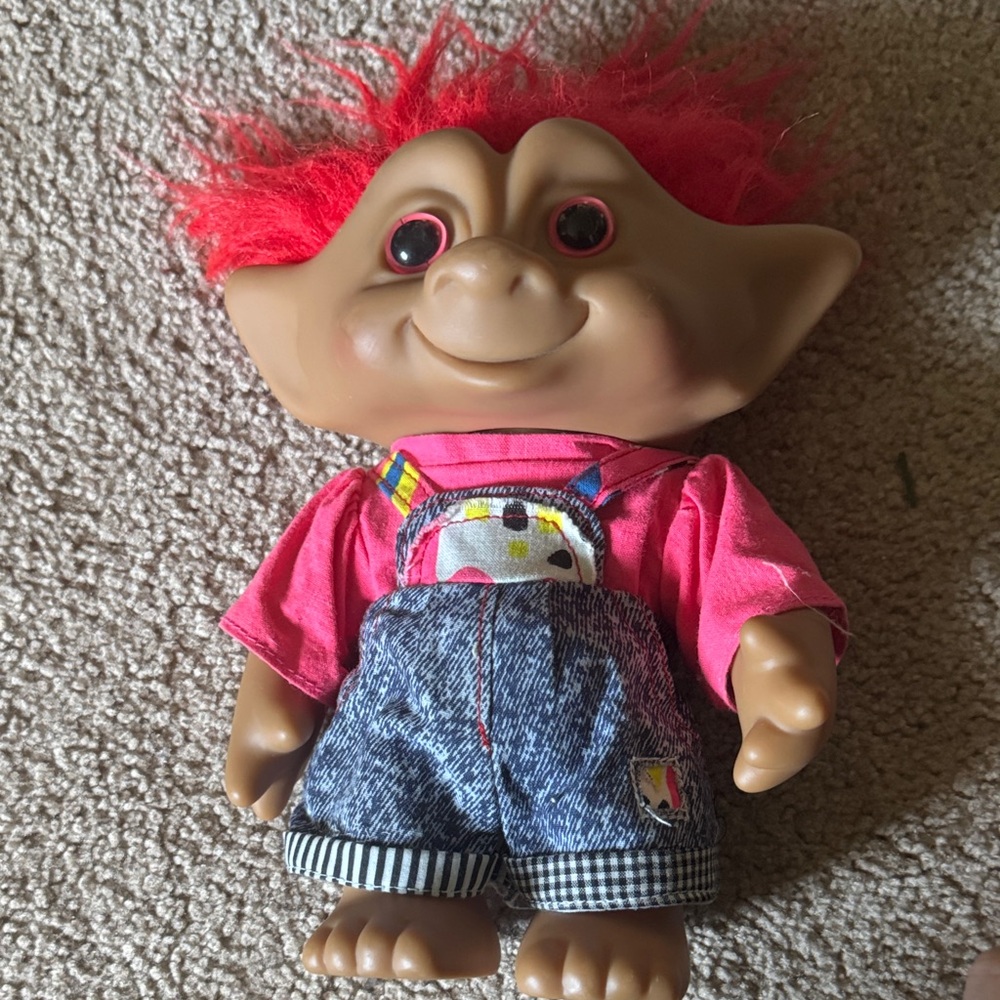 Vintage 90’s 80’s troll doll overalls ace novelty